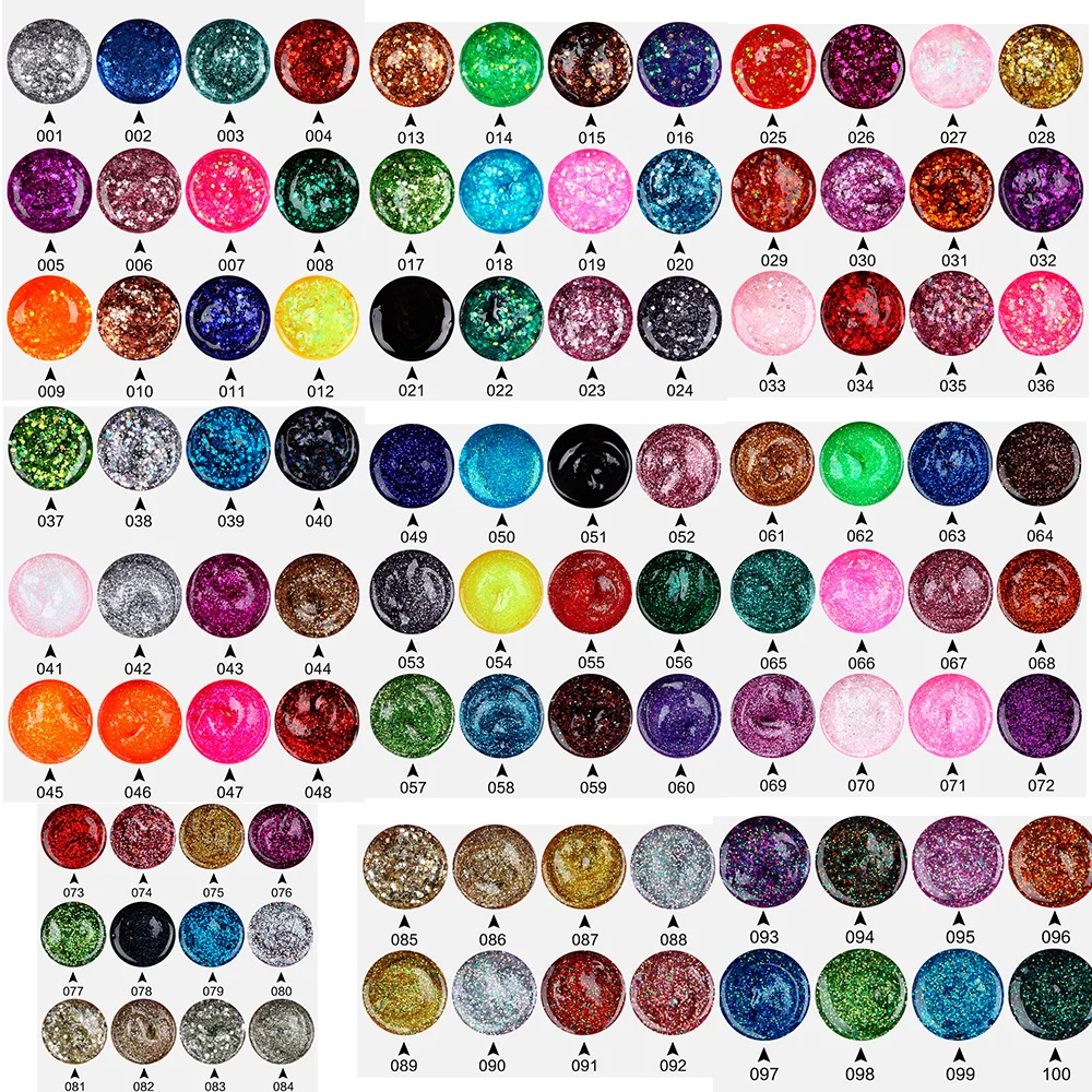 100colors 8ml Sequins nail glitter powder soak off uv led nail gel polish with for varnish Lacquer(39-76colors)