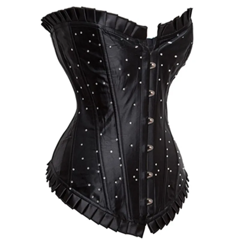 4 Colors Lady's Lace up Corset Sexy Steel Boned Corset Diamond Bustier