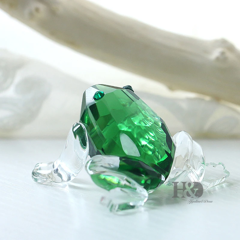 H& D маленький кристалл лягушка коллекция пресс-папье искусство Стекло ремесло стол центральный орнамент(зеленый