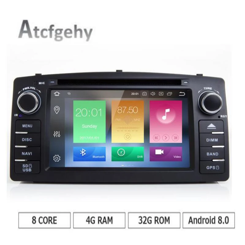 Atcfgehy Android 8.0 4G RAM 32G ROM 2 Din Car Multimedia Player for BYD F3 For Toyoto Corolla GPS Navi Radio RDS Bluetooth | Автомобили и