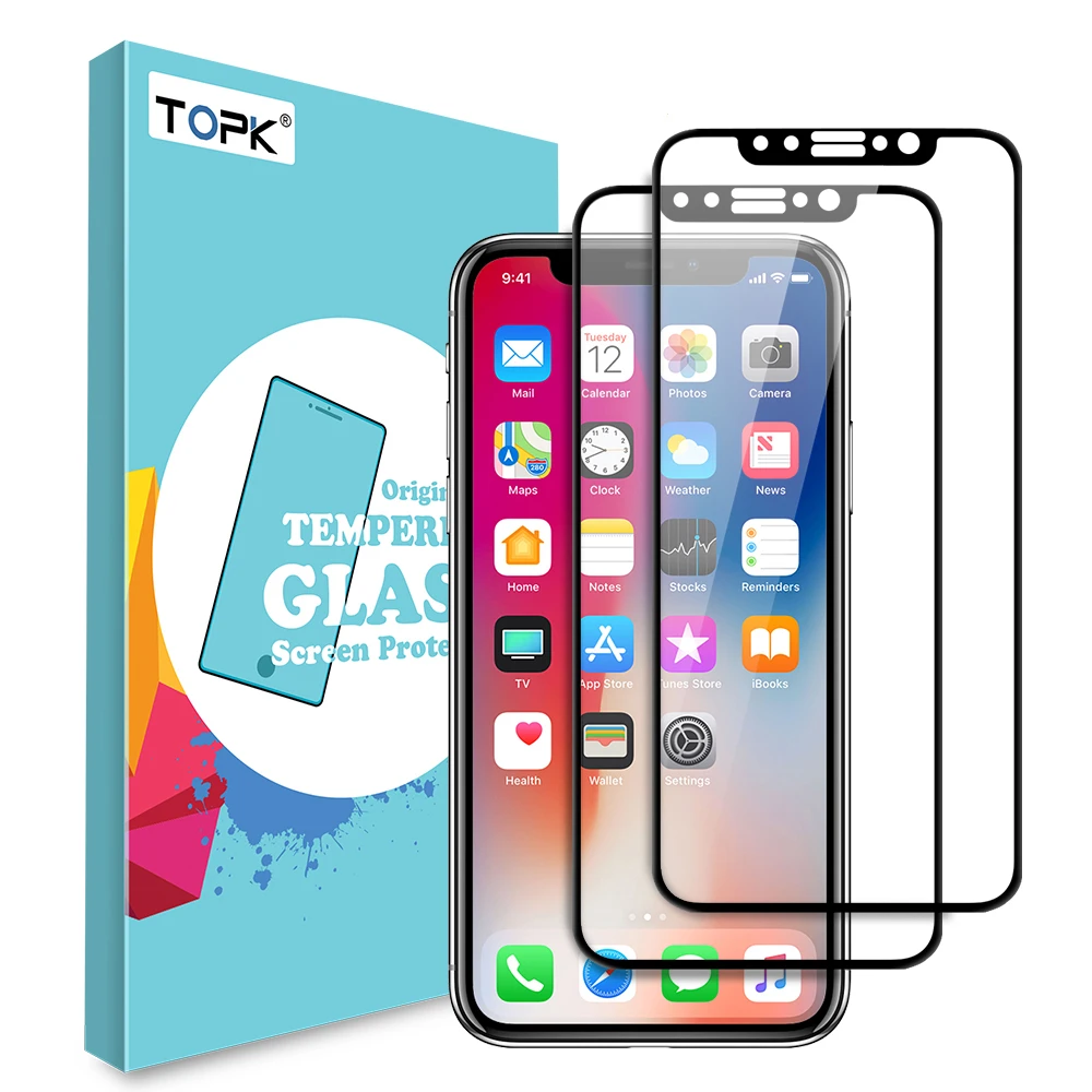 0 : Buy For iPhone Xs Max Screen Protector ,TOPK Tempered Glass HD Clear Full ...