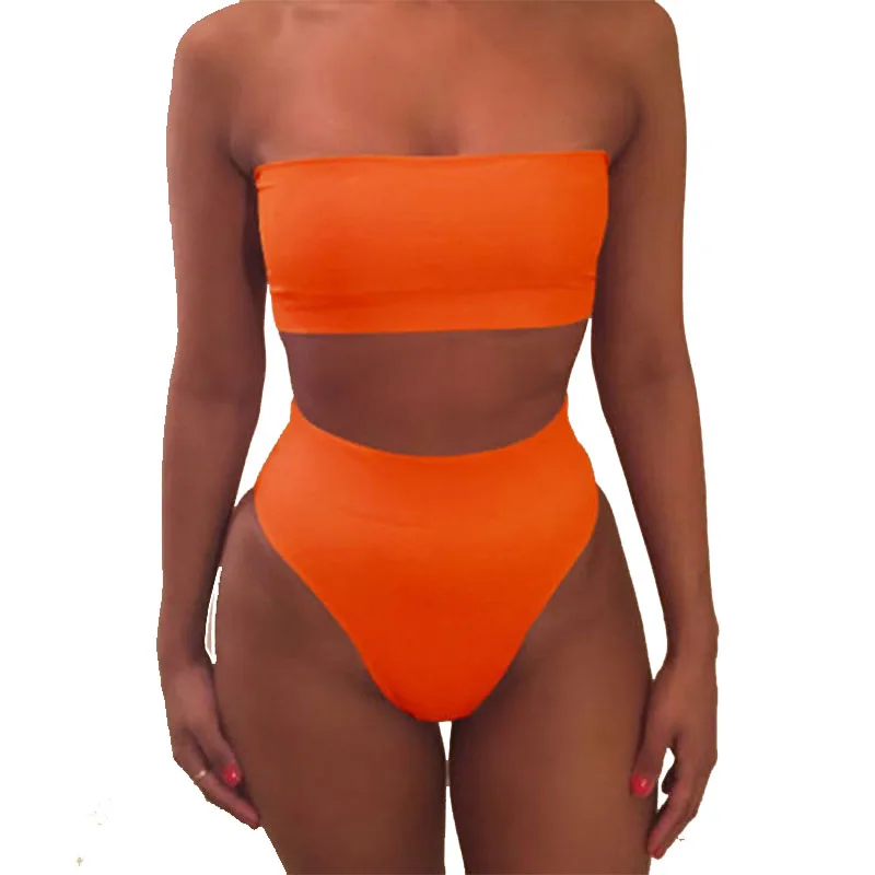 

High Waist Biniki Sets Swimsuit Sexy Women Swimwear Solid Bikini Swimsuit Swimwear Bathing Suit Off Shoulder Bikinis Suit