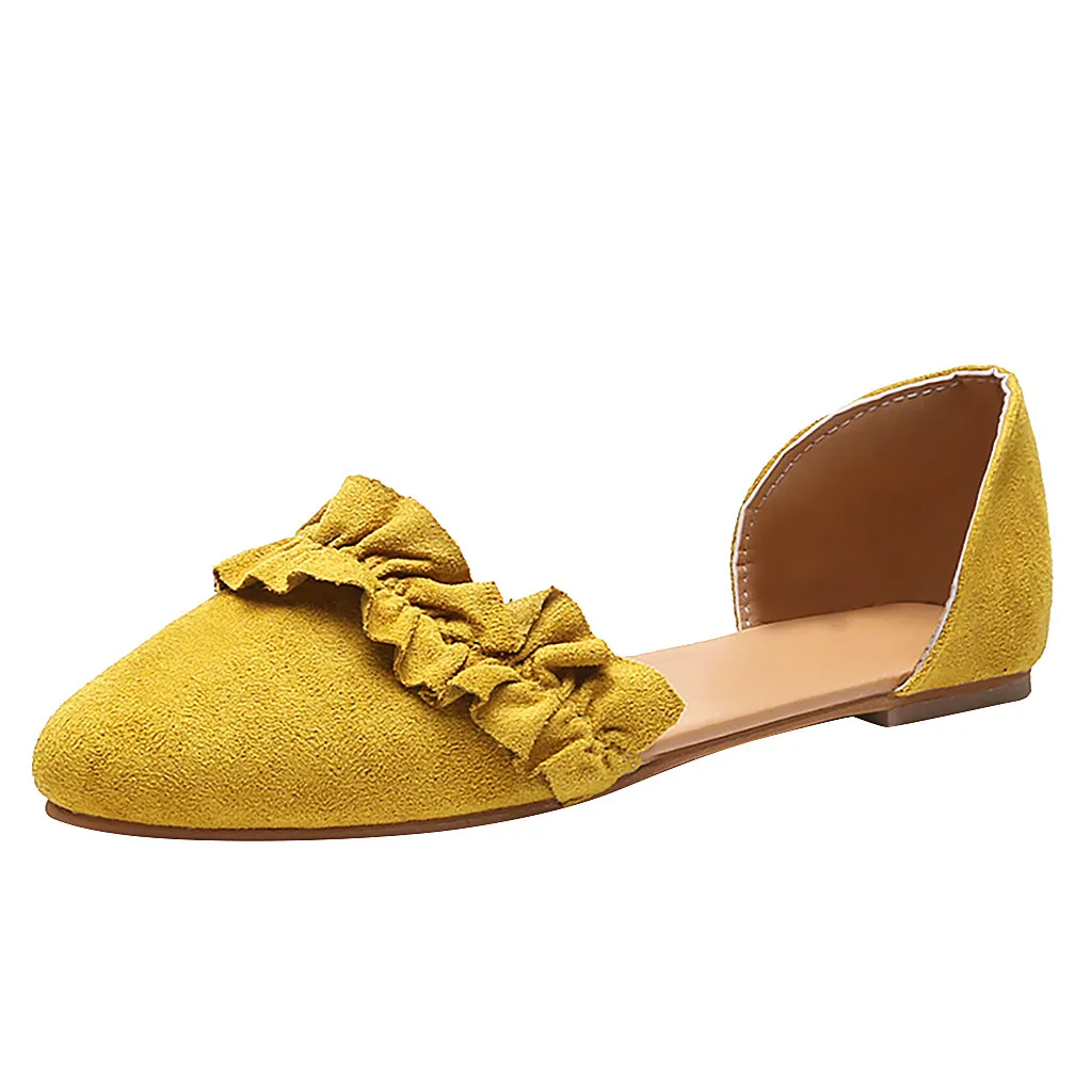 Летние офисные босоножки без застежки; женские модные повседневные однотонные лоферы с острым носком на плоской подошве; тонкие туфли; Zapatos De Mujer; Новинка - Цвет: Yellow