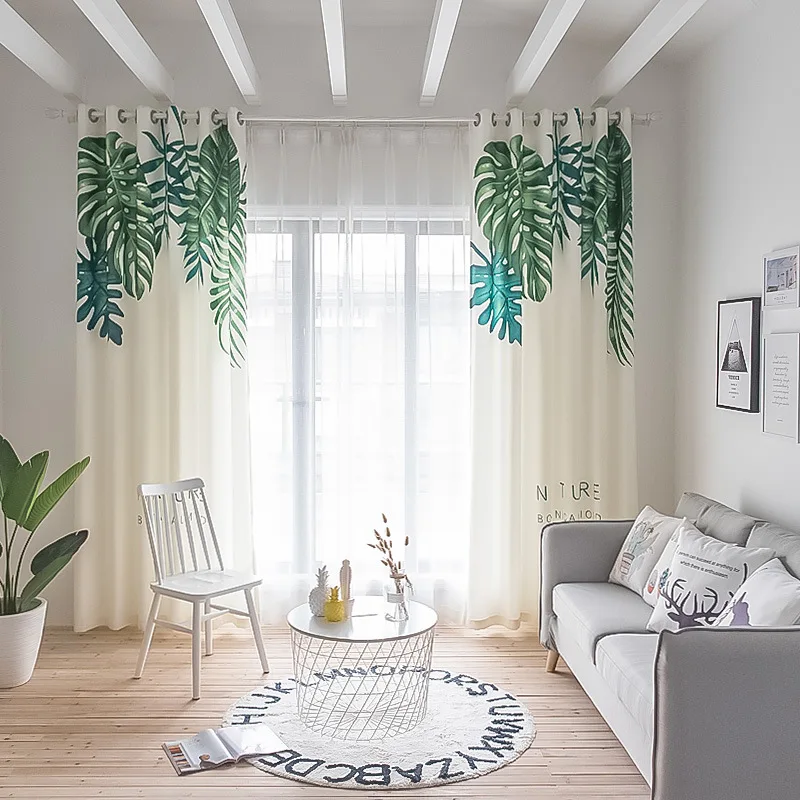 

Nordic Wind Semi - Shading Digital Printing Cotton and Linen Curtains for Living Dining Room Bedroom.