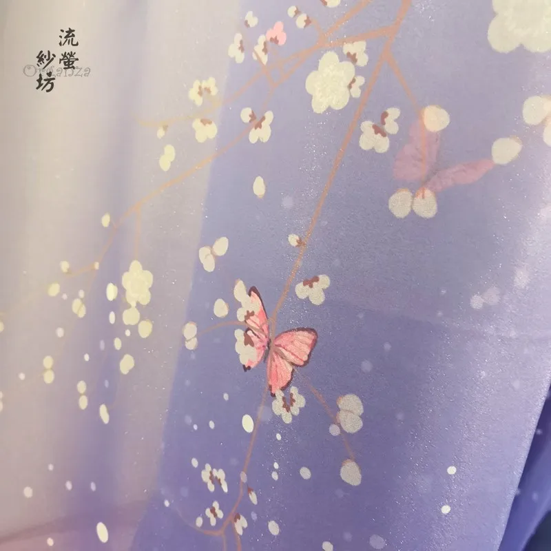Китайская шелковая шифоновая ткань с принтом снежной бабочки hanfu/lolita/платье для