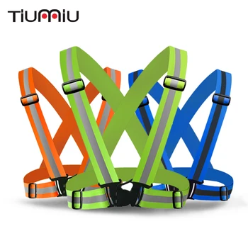 

2018 webbing reflective vest night reflective safety harness elastic reflective clothing security outdoor riding reflective vest