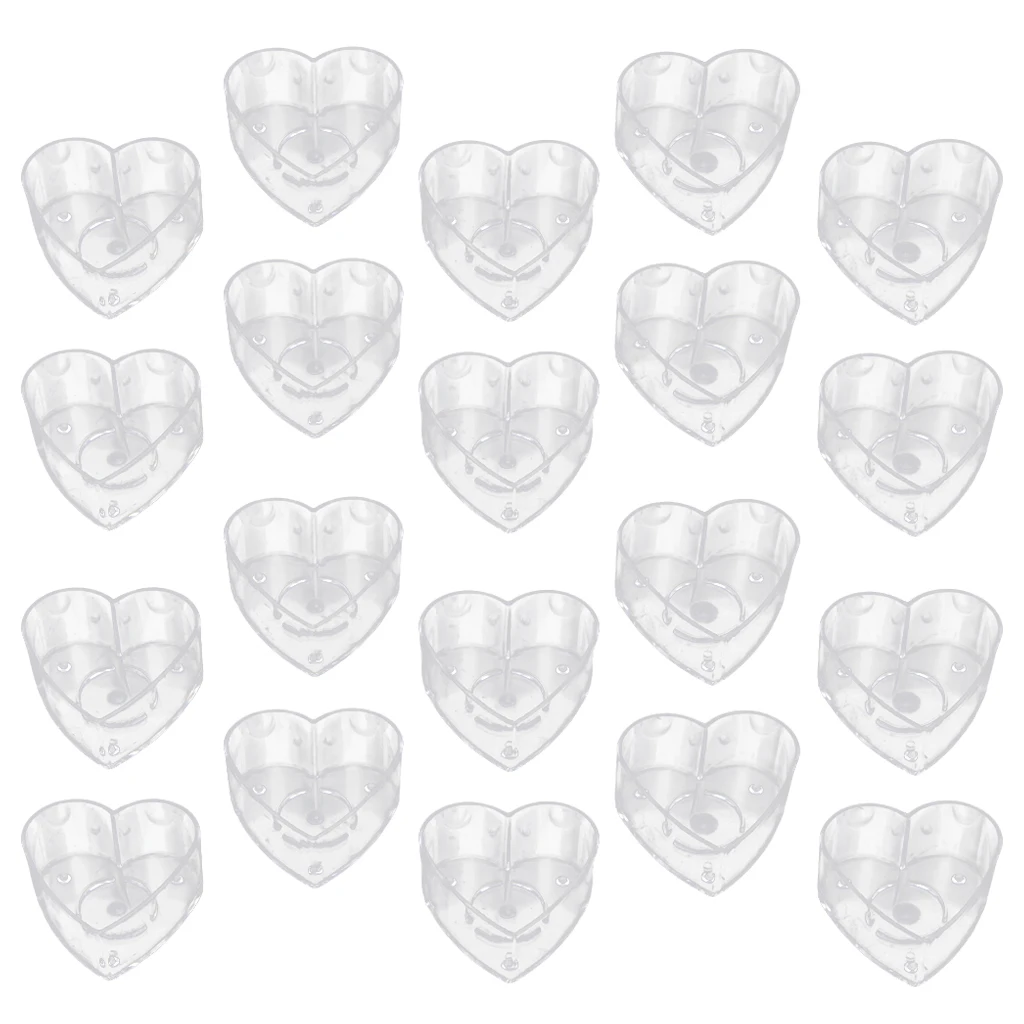 20 Pieces Wedding Gift Supply Love Heart Shaped Tea Light Clear Plastic Cup Holders DIY Candle Making