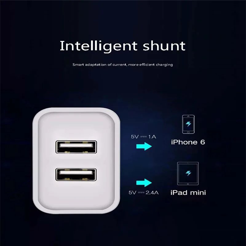 США Plug 2 Порты и разъёмы USB Зарядное устройство 5 V 2.4A сетевой адаптер мобильный