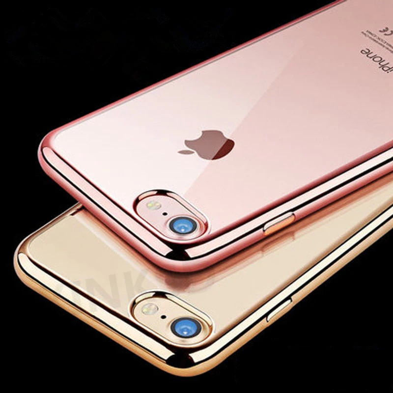 

Luxury Brand Plating TPU Phone Cases for iPhone 7 Case 6s 6 8 Plus 5 SE 5s Case Silicone Ultra Thin TPU for iPhone X Case Clear