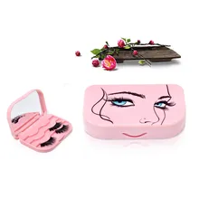 Makeup Acrylic Cute Bow False Eyelash Storage Box Makeup Cosmetic Mirror Case Organizer