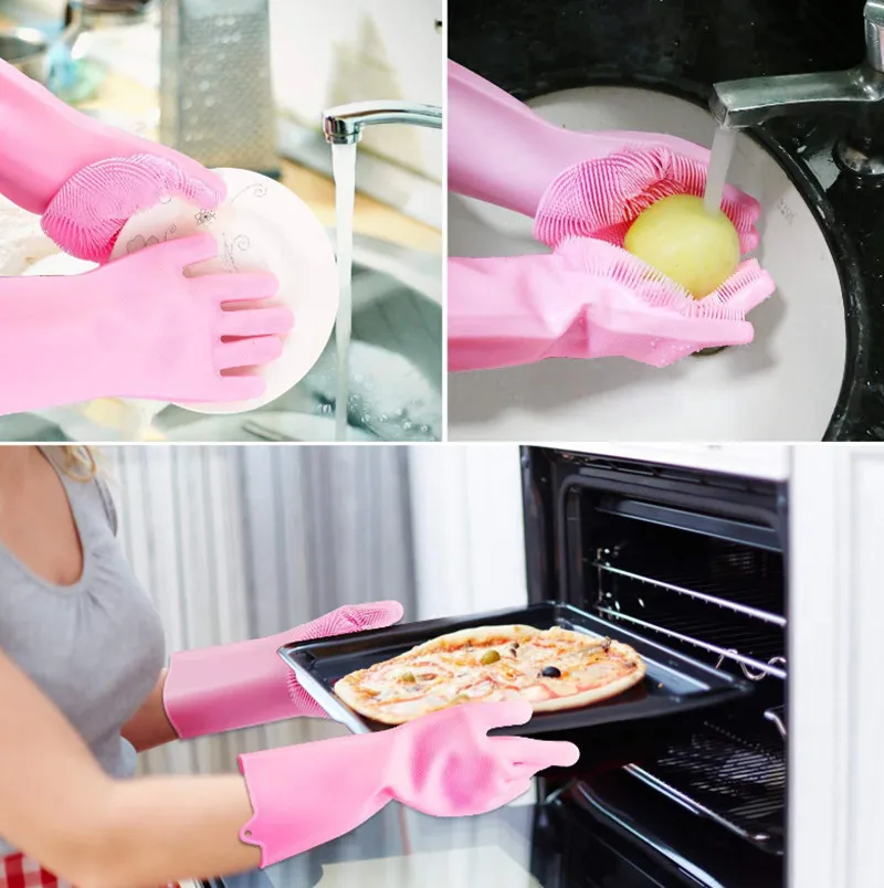 1 пара силиконовые блюдо моющиеся перчатки серый волшебный кухонный держатель для мелочей бытовые инструменты автомобиль ПЭТ перчатки для причесывания очистки