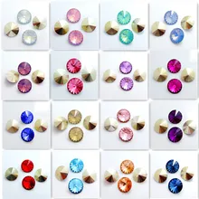 Большой выбор цветов, элемент хрустального кабошона Rivoli с полимерные круглые бусинки "сделай сам" 10mm12mm14mm16mm