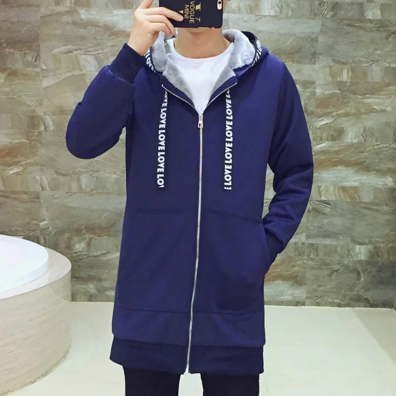 

HCXY 2017 autumn and winter Large size jackets men's Hoodies cotton thickening man long coat male hooded sweatshirts or jacket