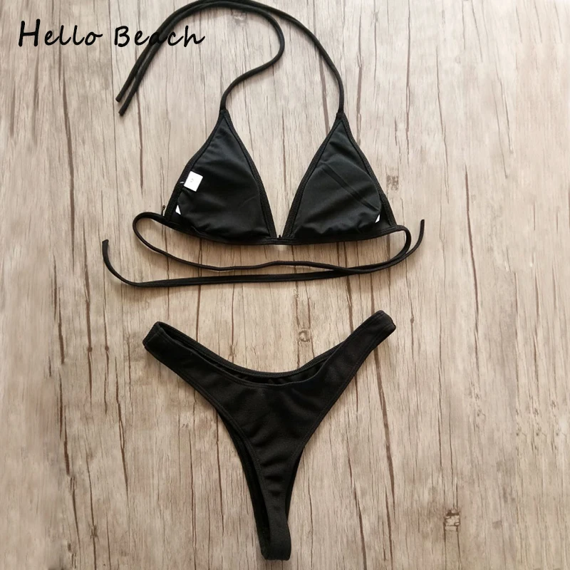 HELLO BEACH бикини для женщин 2018 купальники с высоким вырезом пуш ап стринги купальные