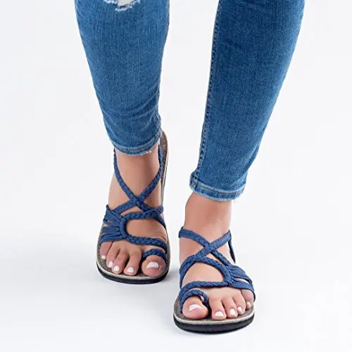 

Women Fashion Knitted Cross Toe -sliding Sandals Women Beach Outdoor Casual Sandals Breathable Wearable Sandals