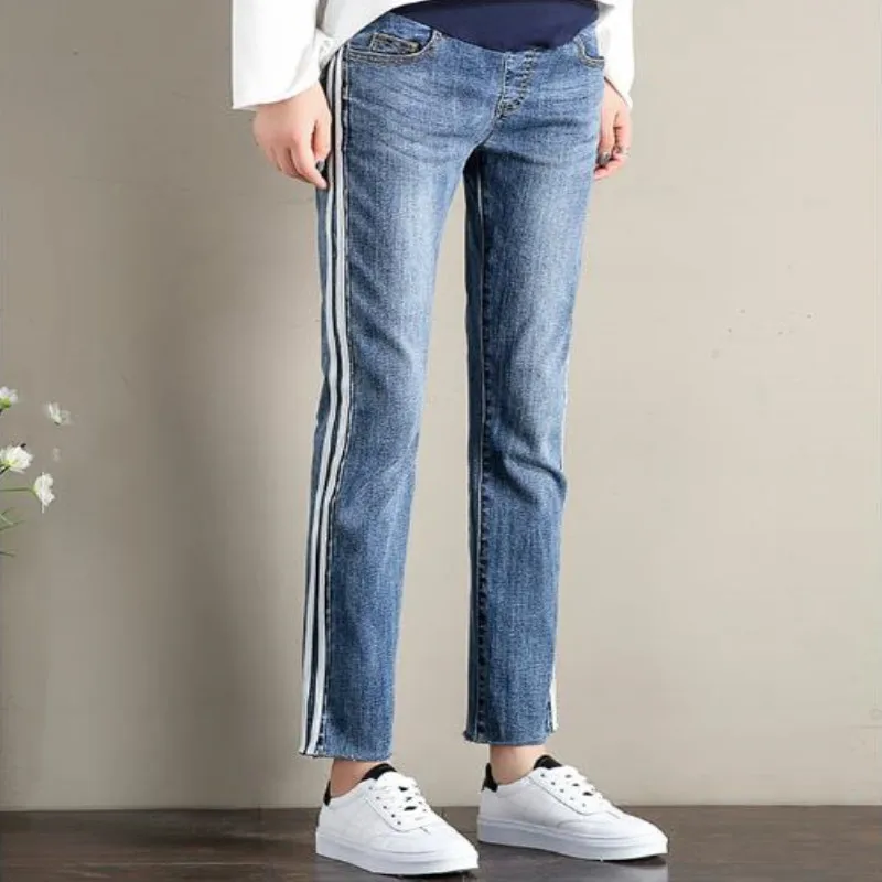 Джинсы для беременных живот беременной Лифт Штаны свободные тонкие девять джинсы весенние туфли Беременность Одежда для беременных свободные штаны