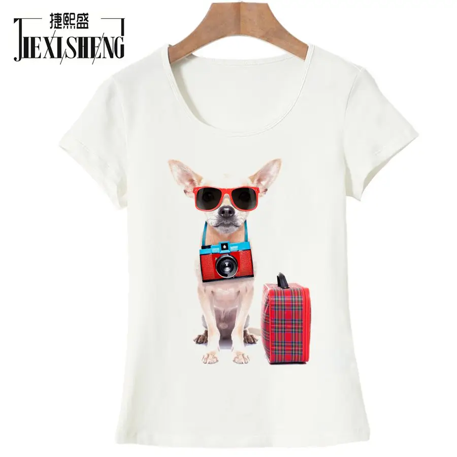 Cartoon image travel puppy Women Casual T Shirt For Girls Summer Female Shirt Short Sleeved Ladies T-shirts Woman Tops Feminine