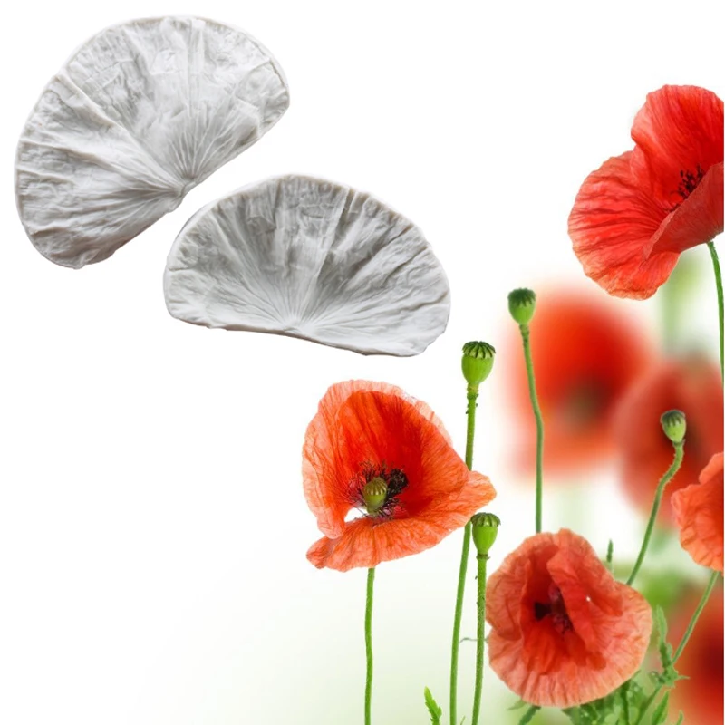 

Opium Poppy Petals Silicone Mold Fondant Mould Cake Decorating Tools Chocolate Gumpaste Mold, Sugarcraft, Kitchen Accessories