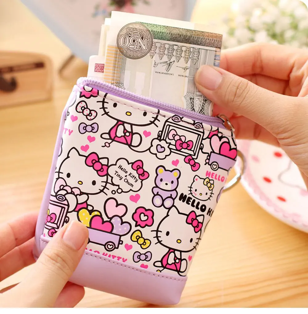 1 шт. Прекрасный hello Kitty pu кожаные кошельки для монет нулевой кошелек для девочек Женский кошелек, леди нулевые кошельки, Монета Сумка