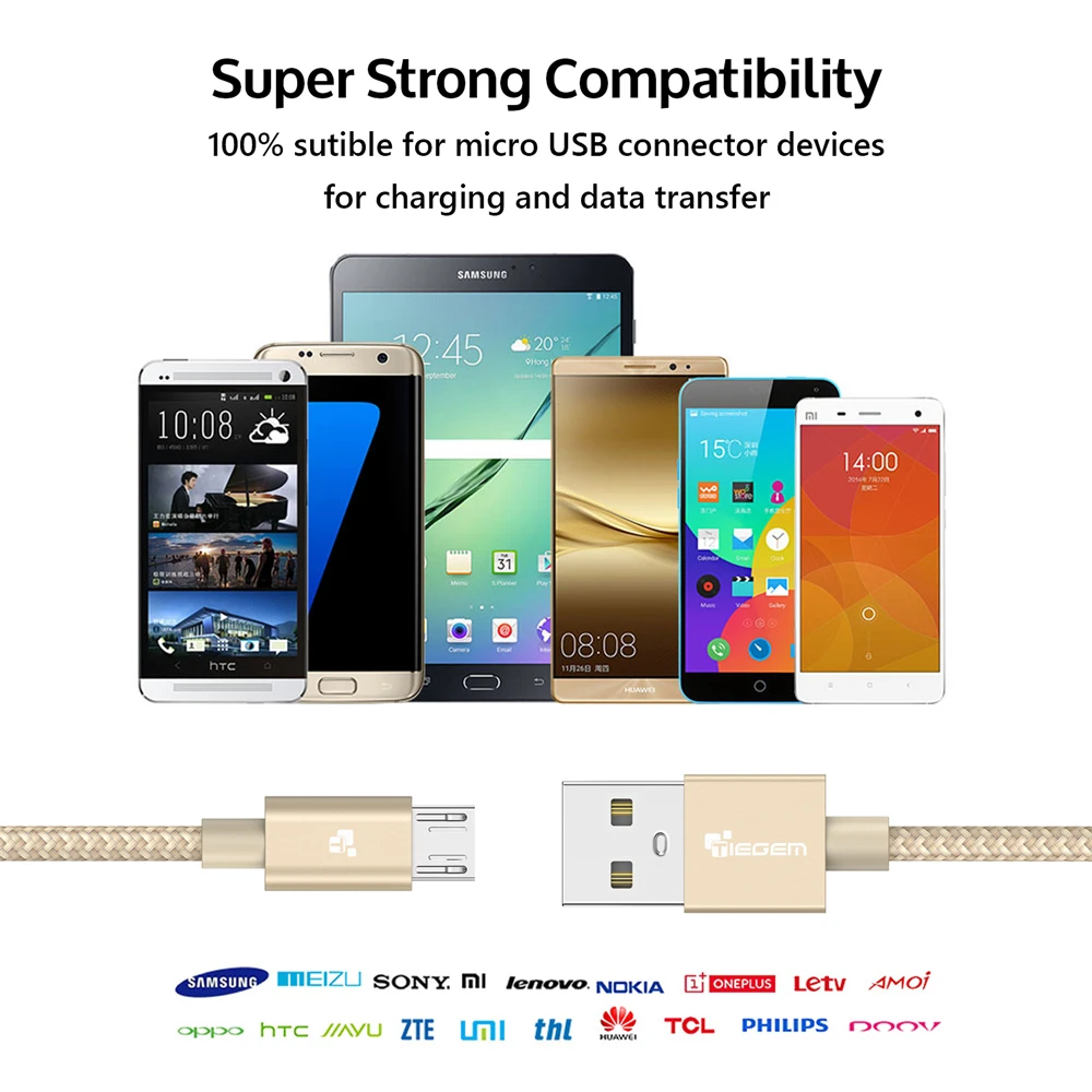 Tiegem Micro USB кабель для samsung Xiaomi Быстрая зарядка USB кабель для передачи данных 3 м 2 м 1 м Android Microusb кабель для зарядки мобильного телефона