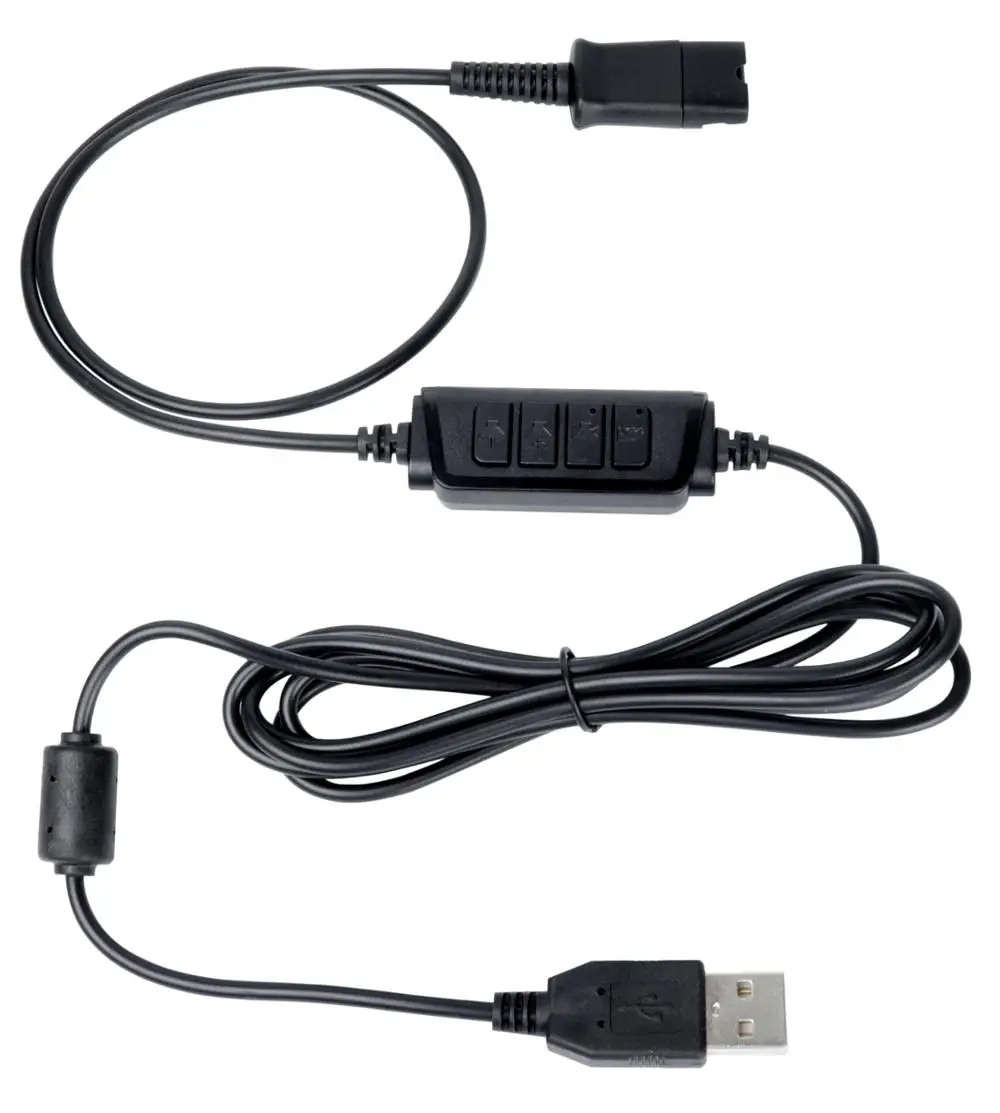 VoiceJoy QD to USB Adapter Heaset Quick Disconnect to USB cable with Volume and Mute Switch for
