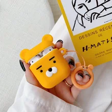 3D Медведь Собака Симпатичные чехлы с героями мультфильмов для AirPods 2 чехол силиконовый чехол для наушников для Apple Air pods чехол для Earpods прекрасный кольцевой ремешок