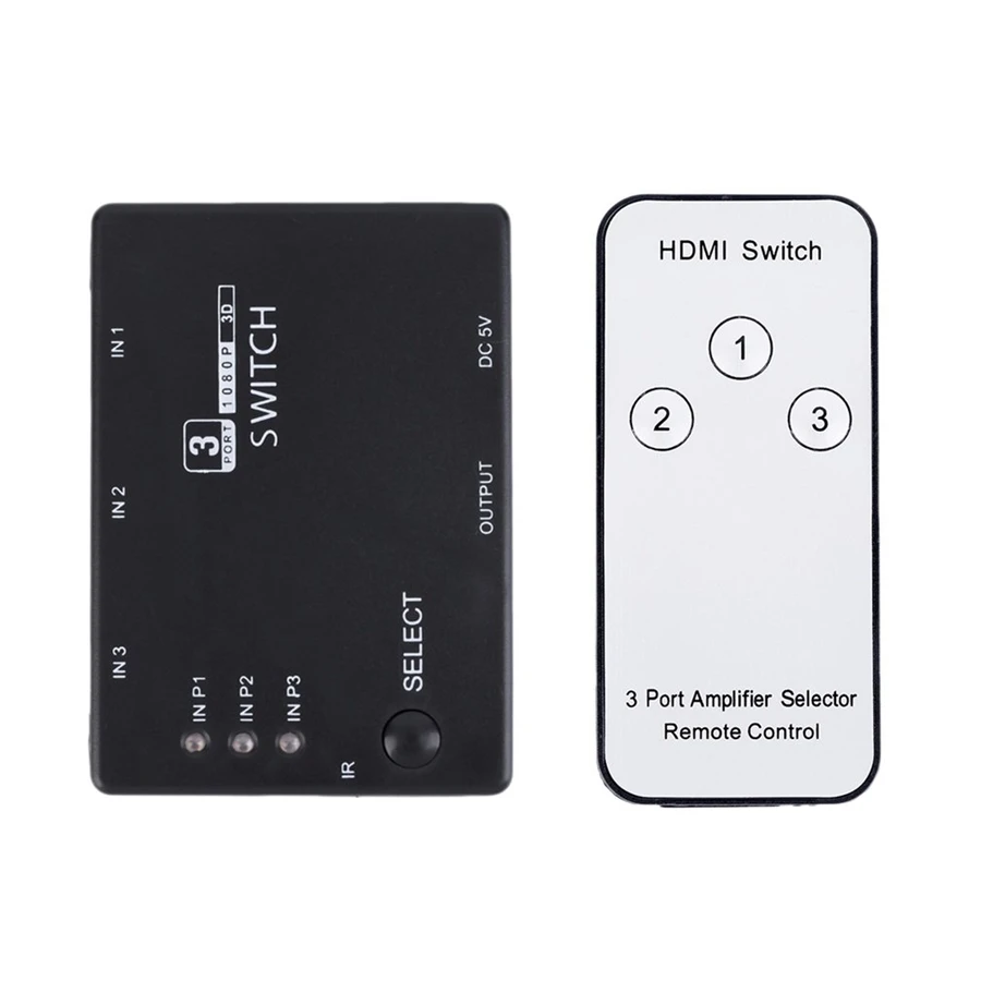 

New Hot Sale 3 Port 1080P Video HDMI Switch Switcher Splitter for HDTV PS3 DVD IR Remote High Quality drop shipping