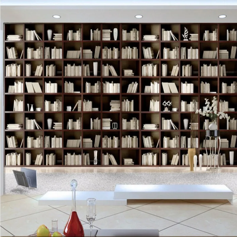 العرف صور خلفيات الأوروبي أنيقة فاخرة خشبية بسيطة رف الكتب مكتبة مخصصة دراسة خلفيات جدارية