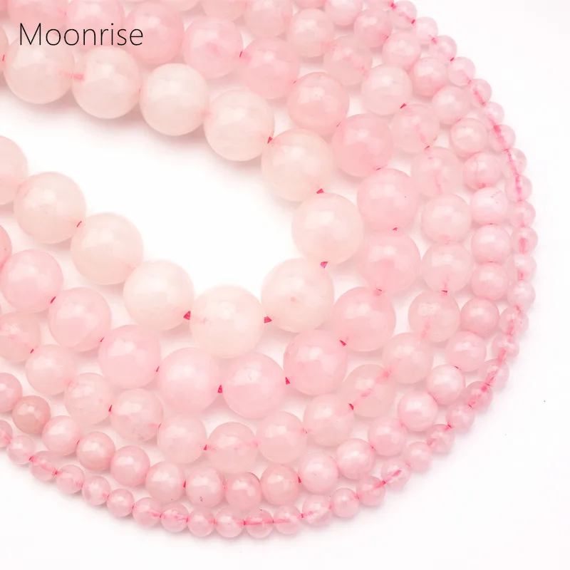 Natural Rose Quartz Stone Round Loose Bead Pink Crystal Semi-precious For Jewelry Making DIY Bracelet Necklace 3mm-12 mm HK065 | Украшения