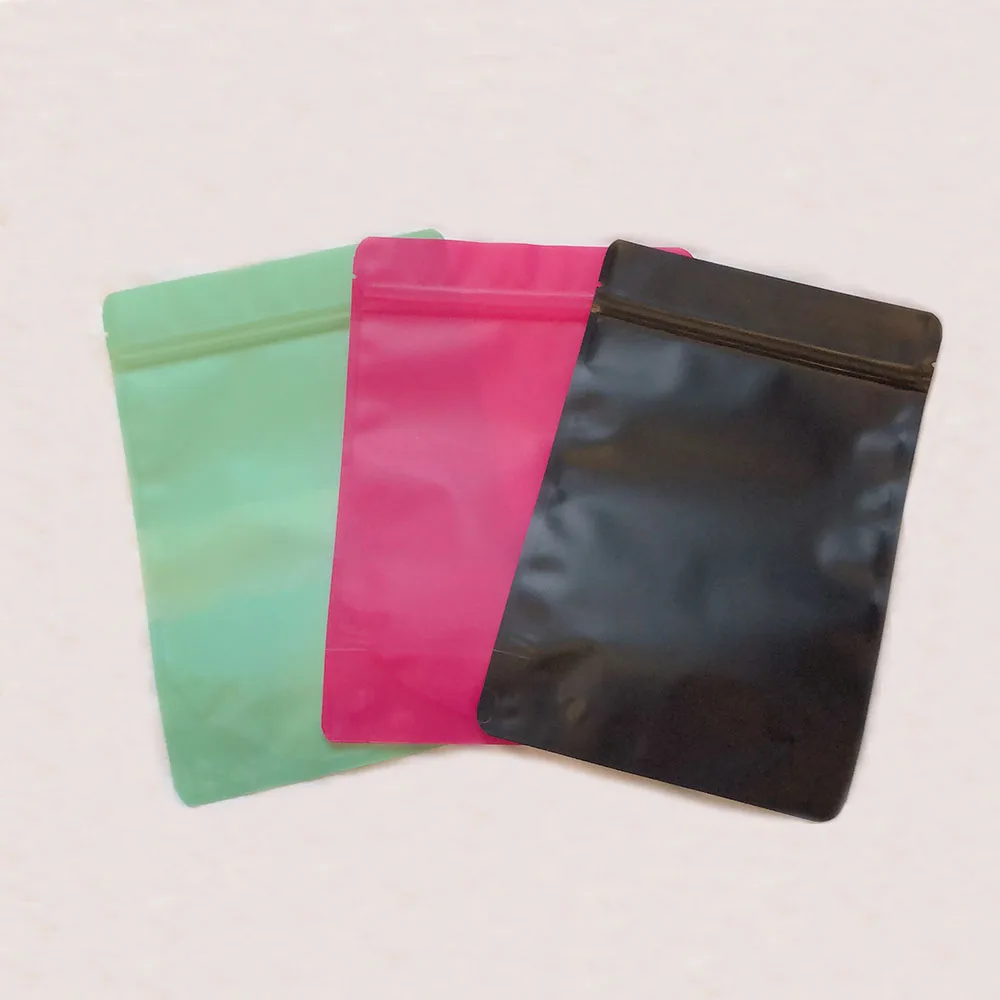 100 Pcs Stand Up Matte Color Aluminum Foil Zipper Bag with Showing Window, Pink Green Black Food Storage Packaging Plastic Pouch