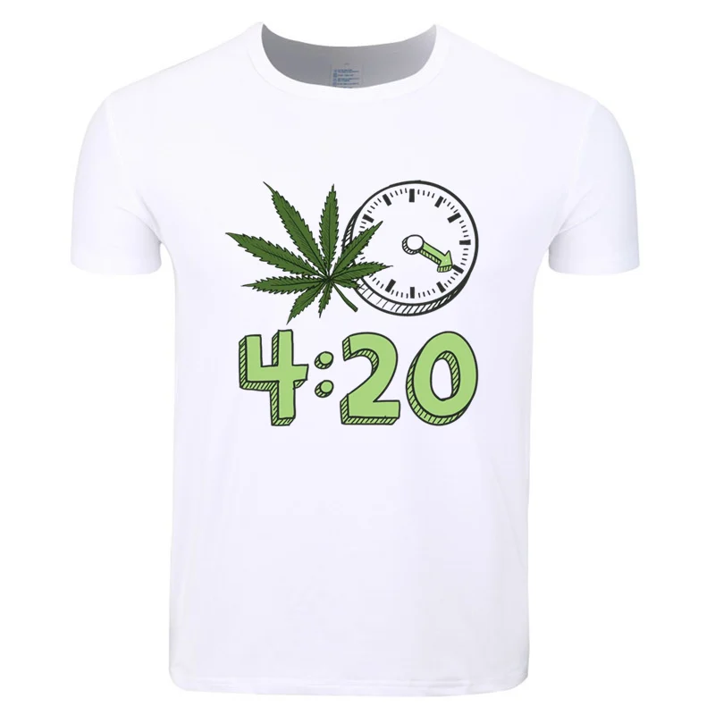 

Men Print 420 it's Time Fashion T-shirt Short Sleeve O-Neck Summer Unisex Casual Fashion White T shirt HCP548