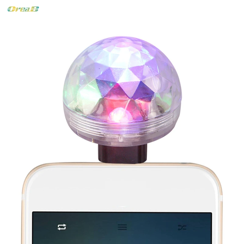 

Oreab 3W Usb Mini Phone Party Light Disco Ball Shape For Android / Ios 7 Color Conversion Stage Effects