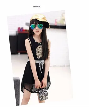 

2018 New Pattern Summer Sleeveless Personality Kids Dresses For Girls