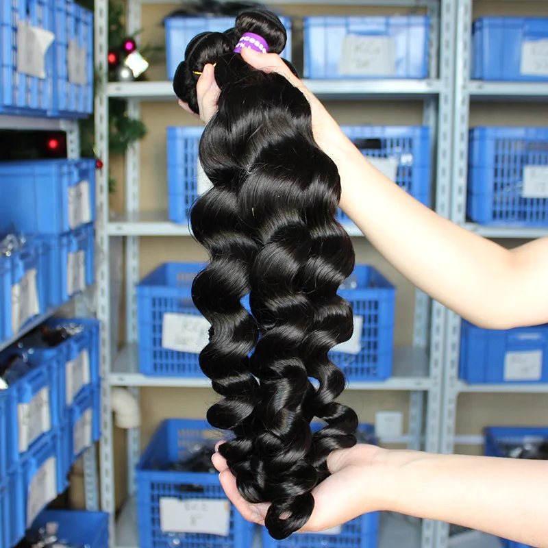 Loose Wave Brazilian Hair Weave Bundles 100% Human Hair Bundle Extensions Remy Natural Black Free Shipping