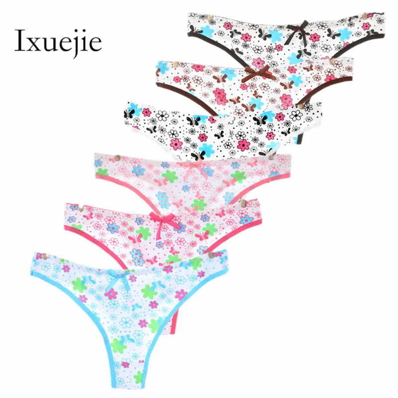 6pcs/lot Ladies Sexy Cotton Panties Flower Printed Underwear Fashion G
