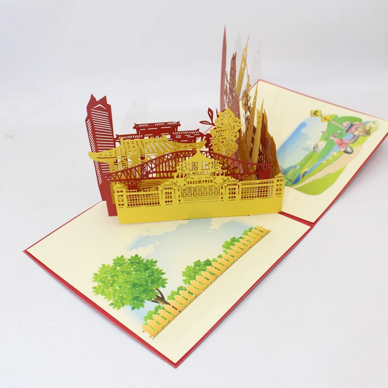  3D Handmade Colorful Chongqing Scenery Paper Invitation Greeting Cards PostCard Kids Business Gift  - 33016781361