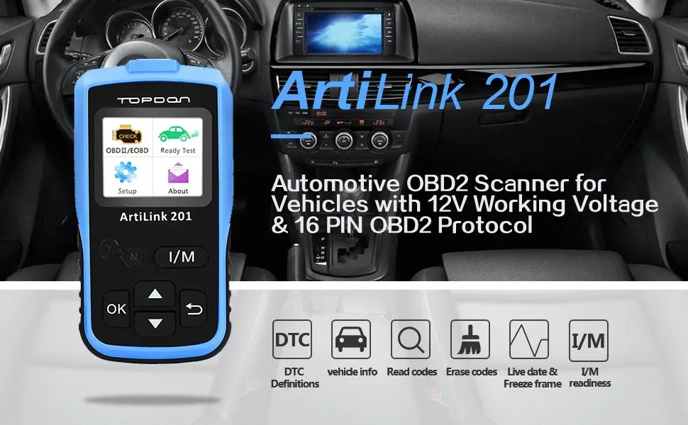 TOPDON arilsink 201 AL201 OBD2 сканер автомобильный OBDII считыватель кодов автомобильный диагностический инструмент считывание кодов неисправностей транспортного средства