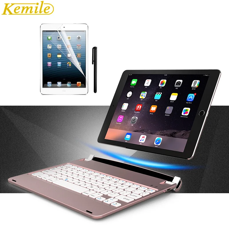 Kemile For ipad pro 9 .7 Wireless Bluetooth Keyboard Folios Case Cover For Apple iPad Air 2 Keypad for iPad 2018 9.7 inch