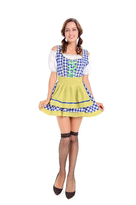 Dirndl/костюм Октоберфеста для горничной из Германии, баварского пива, фартук, клетчатая форма для косплея, карнавала, Хэллоуина, Необычные вечерние костюмы - Цвет: Dresses