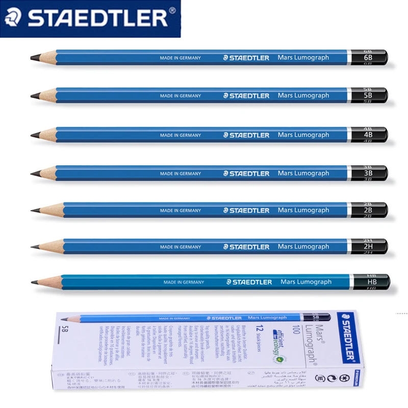 12 шт., STAEDTLER, 100, стандартные карандаши, карандаши для рисования, карандаши для рисования, канцелярские принадлежности, школьные принадлежности, карандаш для рисования, черный грифель, F/9 H/9B