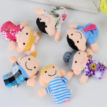 

Hot! 6Pcs/lot Family Finger fantoches de dedo Puppets Cloth Doll Baby Educational Hand Toy Story Kid