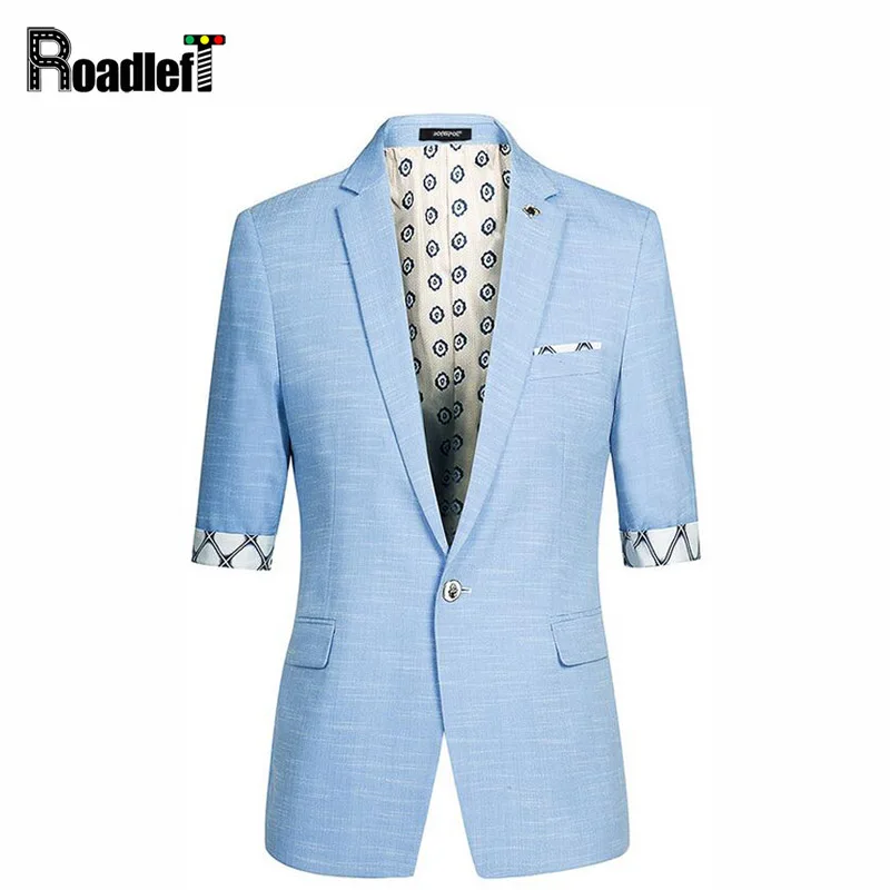 Male Half Short Sleeve Slim Fit Thin Blazer Men's Prom Stage Wear