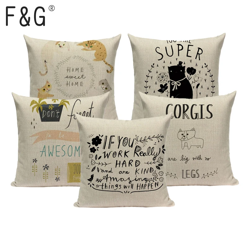 

Black White Style Decorative Cushions Simple Word Style Printed Throw Pillows Car Home Decor Cushion Decor custom pillowcase