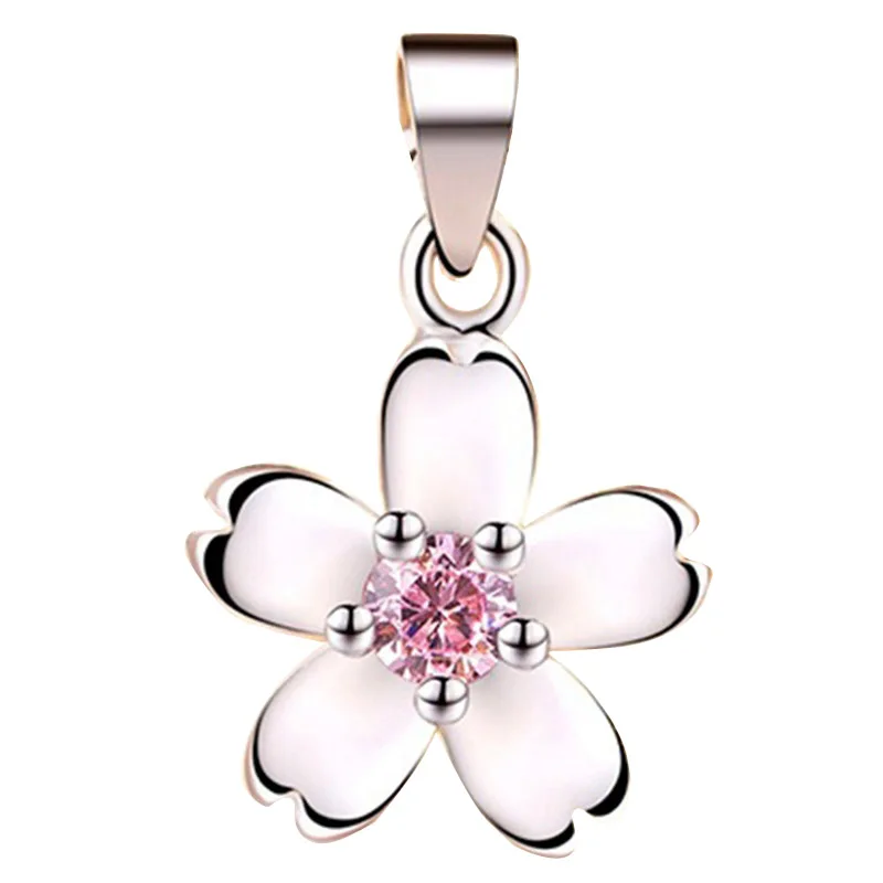 

2018 Cherry Blossom Peach Flower Pendants Pink Stone Pendent For Women Without Chain