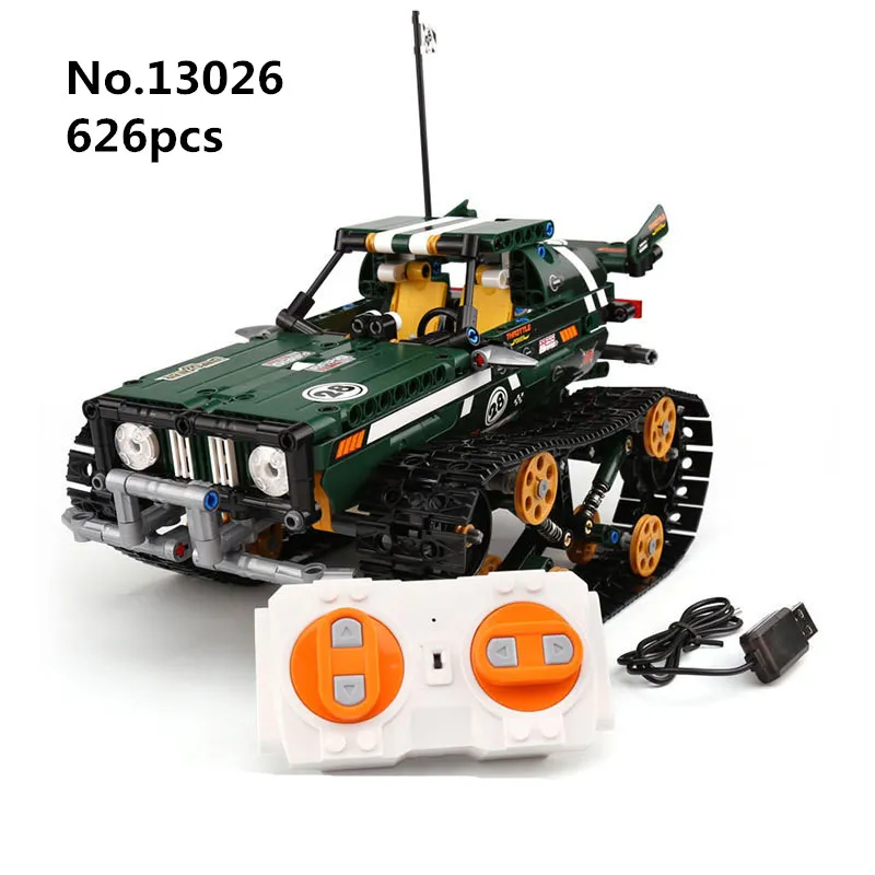 

626Pcs Remote Control Car Series The 20011 Blue and Green Off-road Vehicles Set 13026 Building Blocks Bricks Toys For Boys Gifts