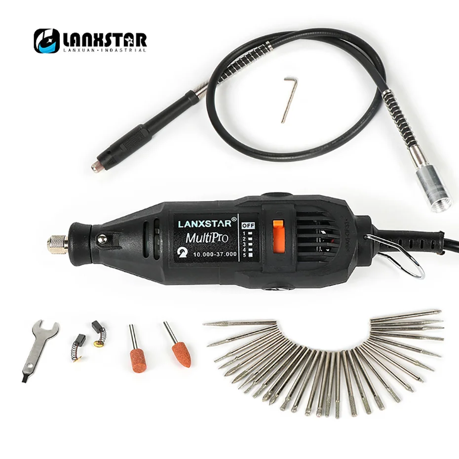 Lanxstar Dremel электроинструменты, электрическая мини дрель, полировальная машина, вращающийся инструмент с переменной скоростью с 106, аксессуары для электроинструмента