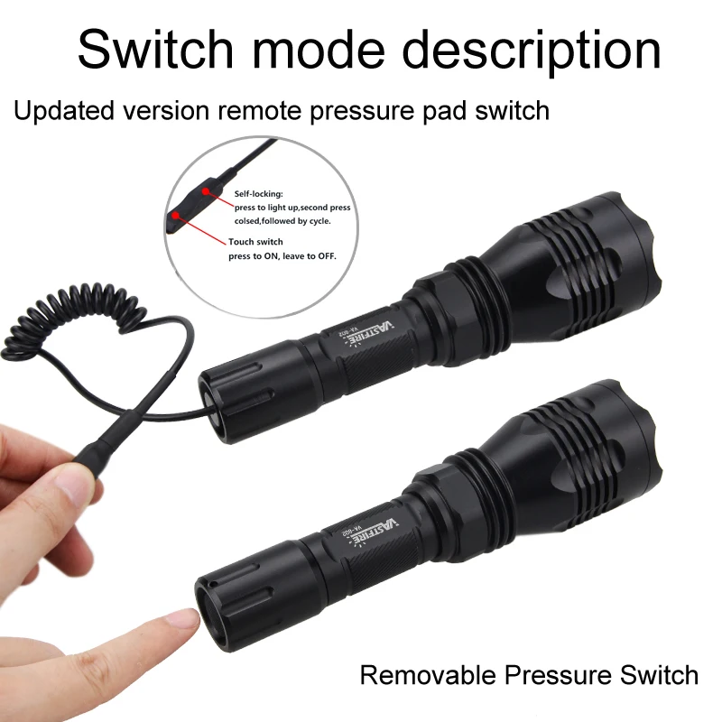 Modo ao ar Livre à Prova Luzes da Tocha Luz para 18650 Vastfire Branco Vermelho Cor Verde Caça Luz 1 Dwaterproof Água Led Tactical Arma 802 - 10 luz 1 modo ao ar livre à