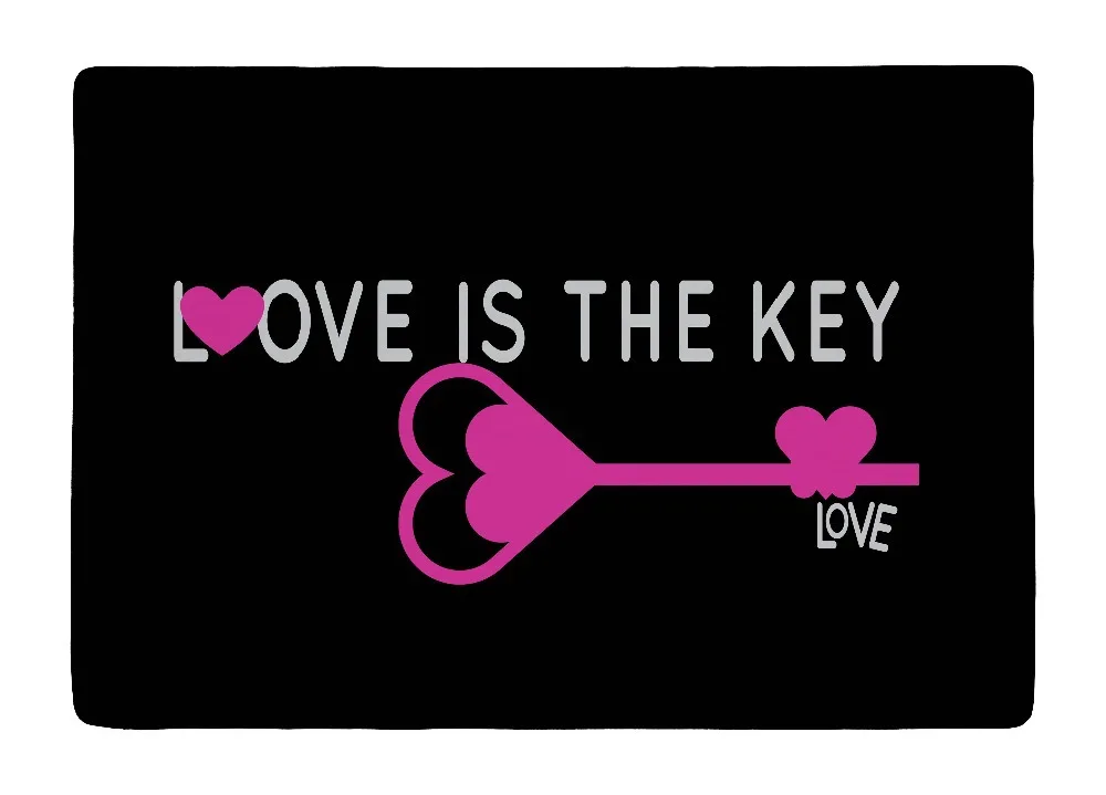 Floor Mat Black Rose Pink Love Key In style Print Non slip Rugs Carpets For font