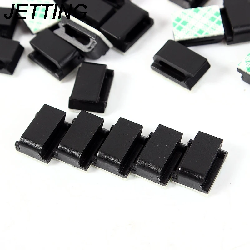 JETTING 100Pcs/lot Car Self-adhesive Rectangle Holder Wire Tie Clamp Clips Cord Cable Fixer Organizer Drop Adhesive Wholesale |