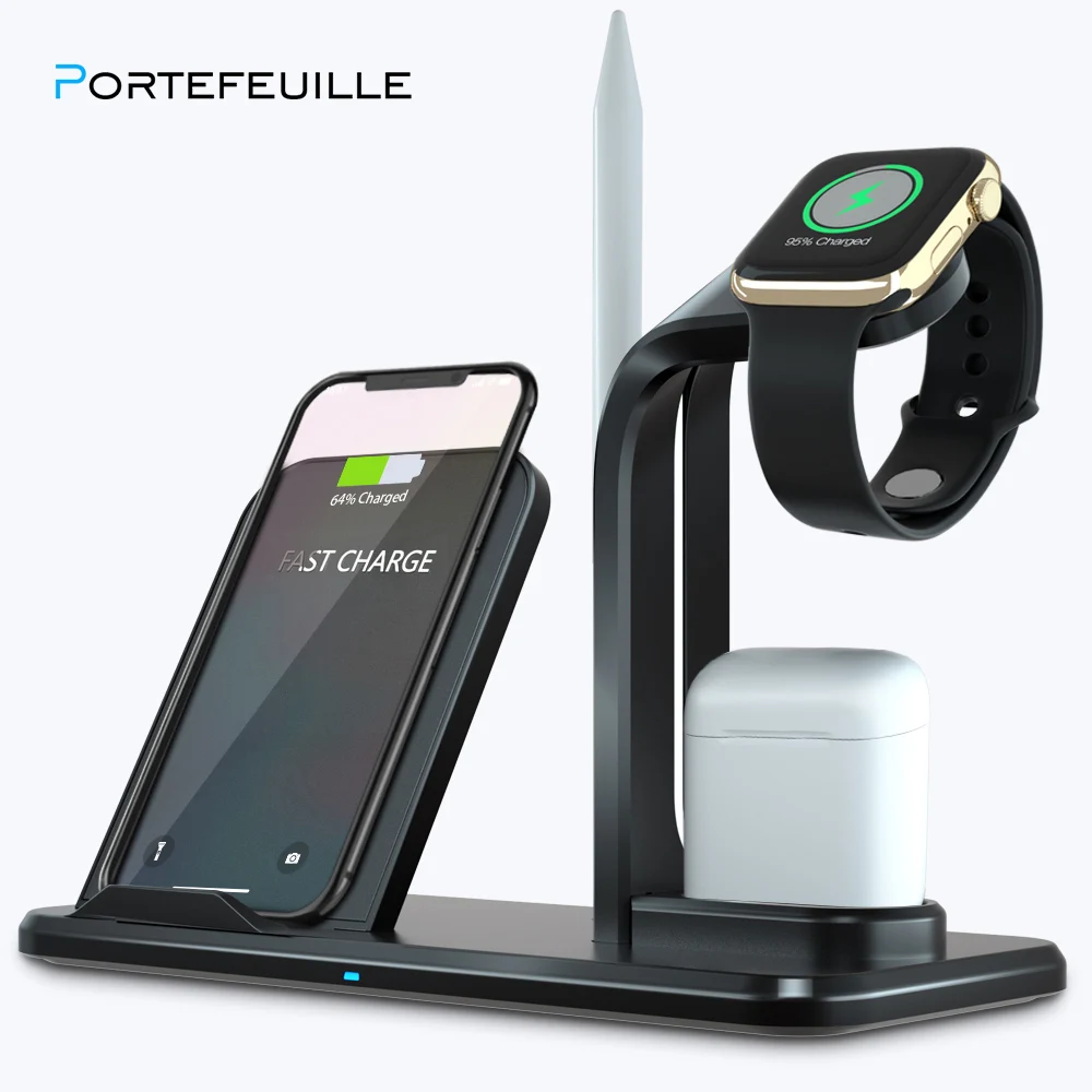 Portefeuille 3in1Qi Беспроводной смены индукции для iphone XR XS MAX X samsung S8 S9 S7 S6 край S10
